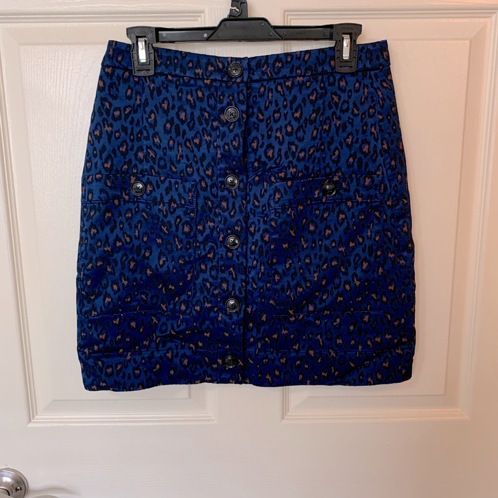 Banana Republic Short Blue Leopard Skirt